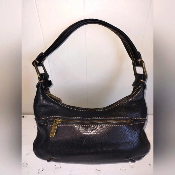 Francesco‎ Biasia Pebbled Leather Handbag in Black Shoulder Medium Brass - Picture 4 of 7